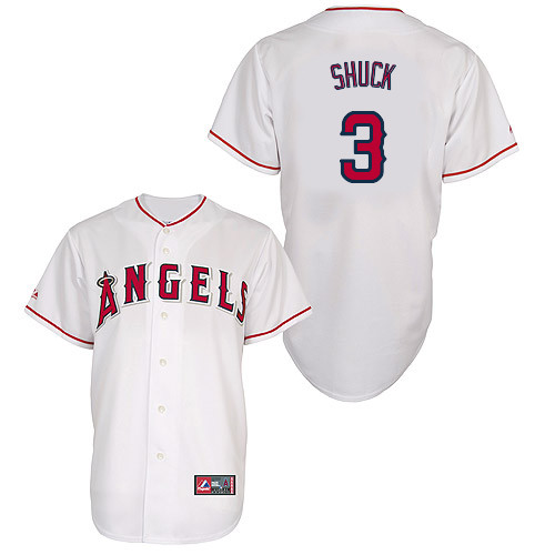 J-B Shuck #3 Youth Baseball Jersey-Los Angeles Angels of Anaheim Authentic Home White Cool Base MLB Jersey